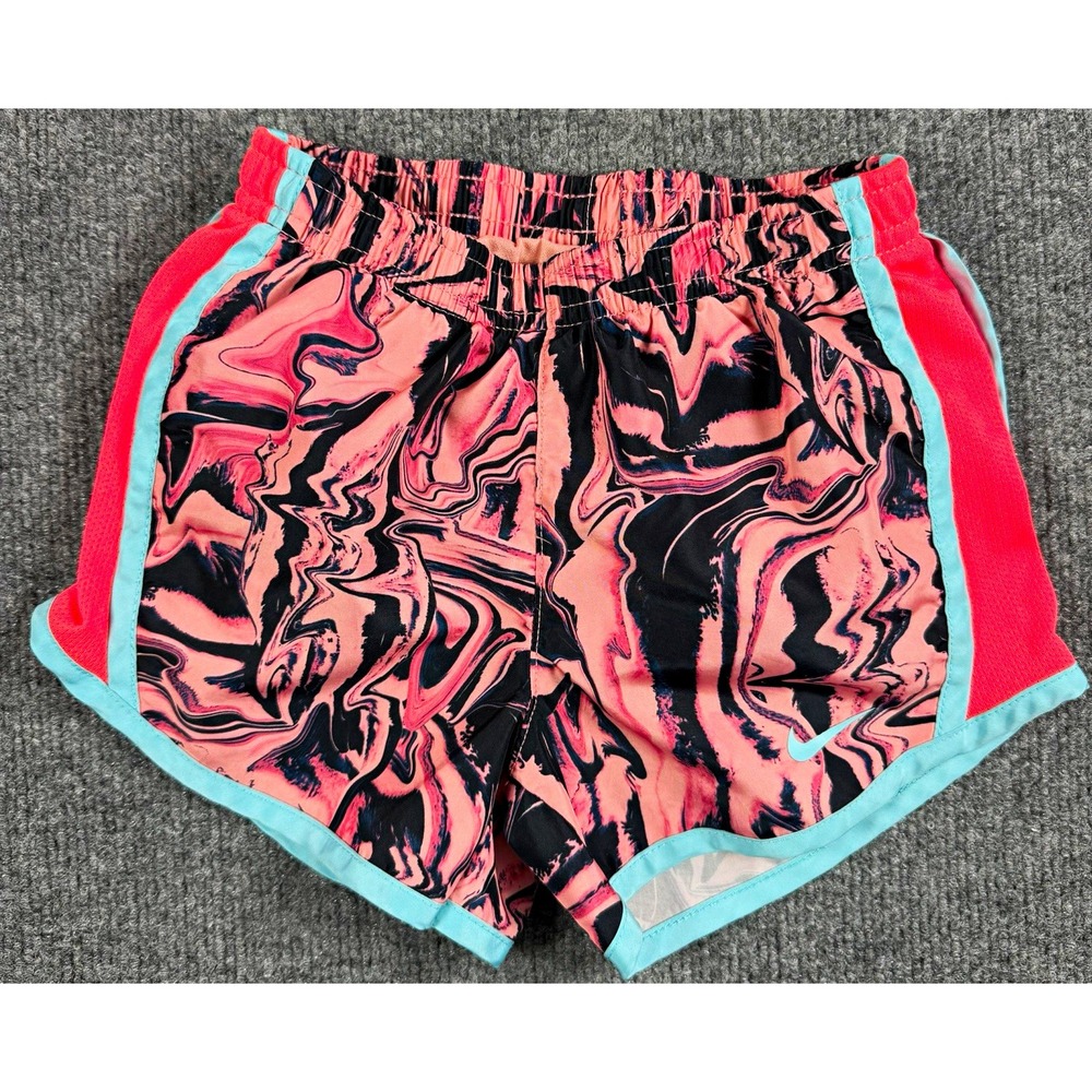 Nike Dri-FIT Girls Running Shorts M Pink Black Abstract Print Elastic Waist